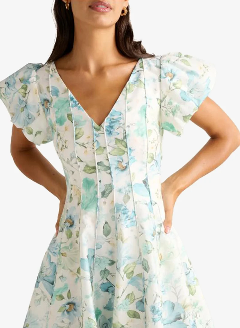 forever new  Camden Printed Puffed Sleeve Mini Dress for Women | Best Price UAE