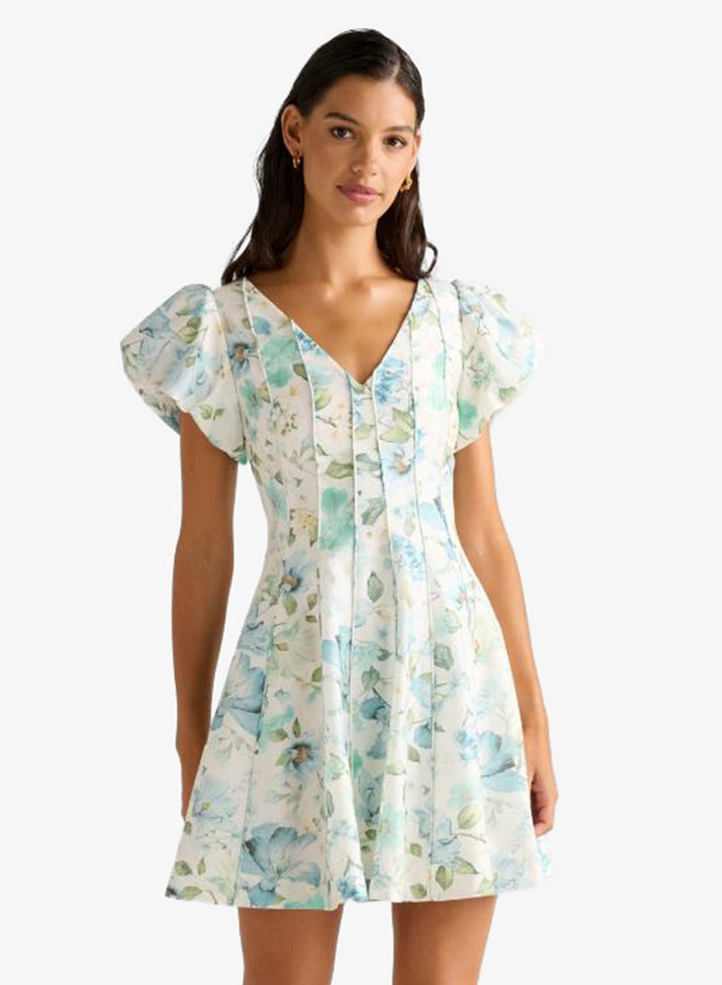 forever new Camden Printed Puffed Sleeve Mini Dress - Image 1