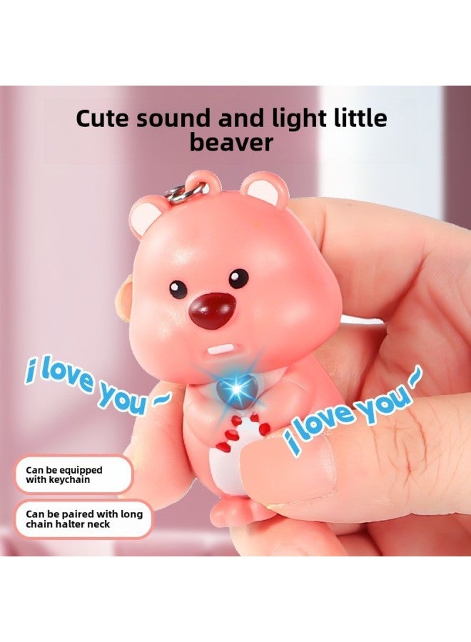 Little Beaver Ruby Vocal Luminous Necklace Pendant Keychain Pendant Toy Valentine's Day Gift TikTok Red-Color:Little Beaver Ruby  - Image 3