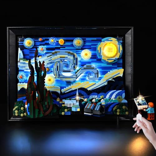BrickSoul طقم إضاءة BrickSoul المتوافق مع مجموعة بناء Lego Starry Night 21333 - ترقية ملحقات إضاءة سلكية قابلة للتعتيم لعرض نموذج Vincent Van - تقنية إخفاء الكابلات غير مشمولة نموذج 21333 - Image 1