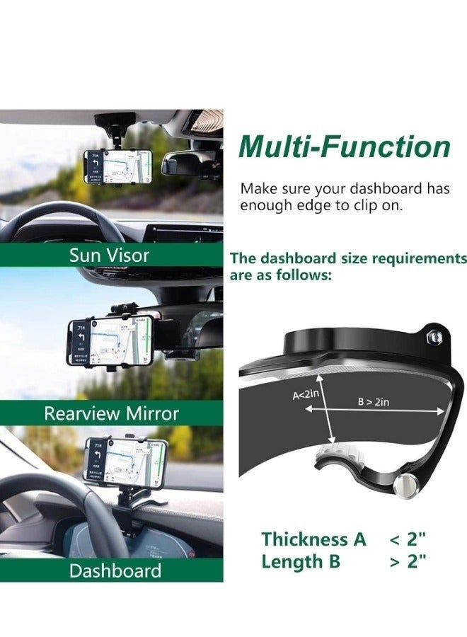 Car Phone Mount for Auto Hands Free 360 Rotatable, Car Phone Clip Holder Universal Mobile Stand for Vehicle Dashboard Windscreen Air Vent Cell Smartphone Apple iPhone Pro Max Samsung Xiaomi - Image 5