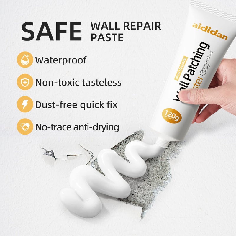 aididan Drywall Repair Kit Hole Repair Patch Kits Wall Spackle Repair Paste Wall Mending Agent Quick Fix Solution for Home Wall, White Repair Putty Plaster Dent & Wood Scratch Repair - Image 3