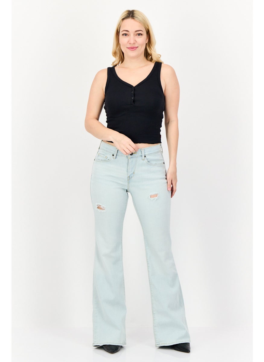 Levi's Women Curvy Fit Rip Stretchable Denim Jeans, Washed Light Blue  - Image 4