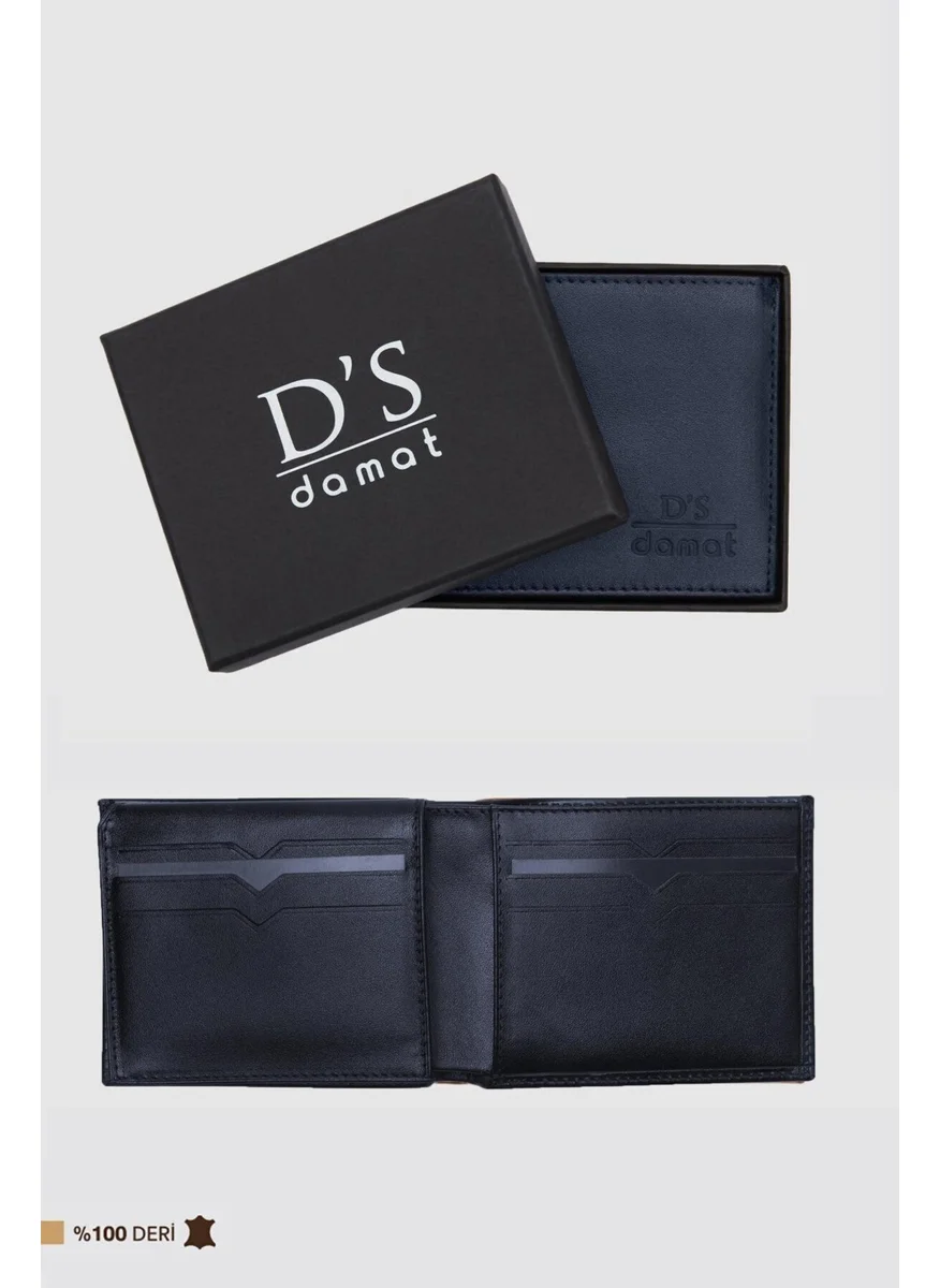 دي أس دامات Navy Blue Boxed Genuine Leather Wallet 2H1119ST134