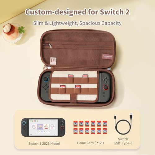 Kuitmor Slim Carrying Case Compatible with Switch 2 2025 Hard Shell Storage Bag with 12 Game Card Slots Portable Case for Switch 2 Console and Game Accessories Yellow Pompompurin - Image 3