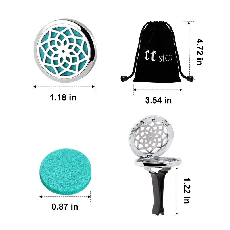 ttstar Car Diffuser Vent Clip - 30mm Aromatherapy Essential Oil Car Diffuser Vent Clips with 36 Refill Pads (3 Lotus Vent Clips, Metal) - Image 2
