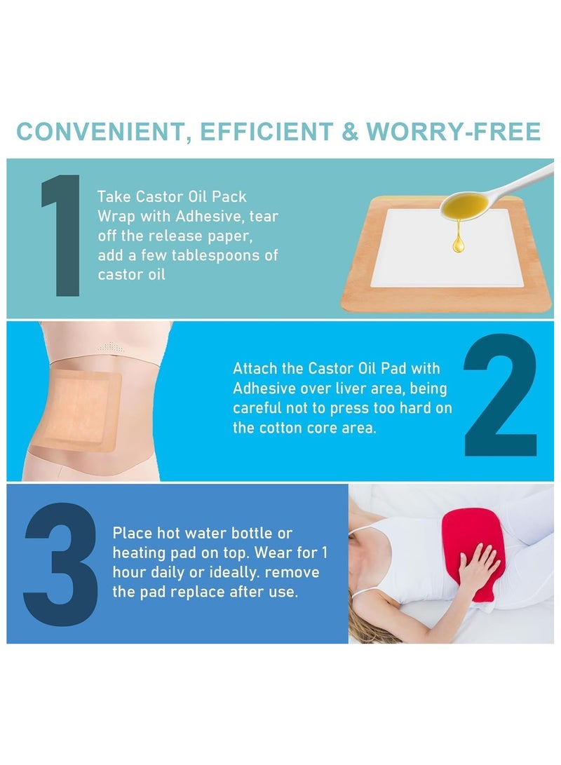 general 10 Pcs Self-Adhesive Castor Oil Packs, Castor Oil Packs for Liver Detox, Highly Absorbent, Castor Oil Packs Organic Cotton, Non-Washable, Impermeable - Image 4