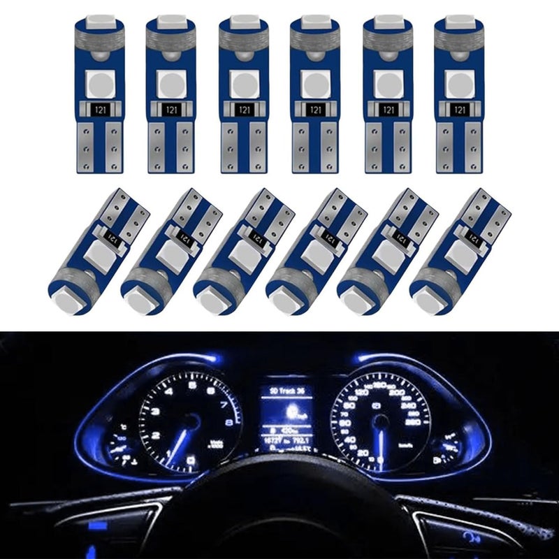 HEVLE 12PCS T5 LED Bulb led dash light bulbs 3030 Chips Super Bright 74 73 37 2721 LED Light Bulbs Canbus Error Free for Auto Car Dashboard Dash Instrument Panel Gauge Blue