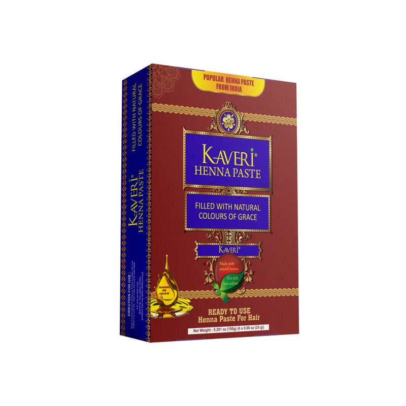 Kaveri 4 Pack Ready To Use Henna Paste Hair Dye Natural Dark Brown Red Henna Cone Tubes Color For Women Perfect For With Nilgiri Oil For Bridal Dulhan Wedding Occasion - Pack Of 4 - Image 1