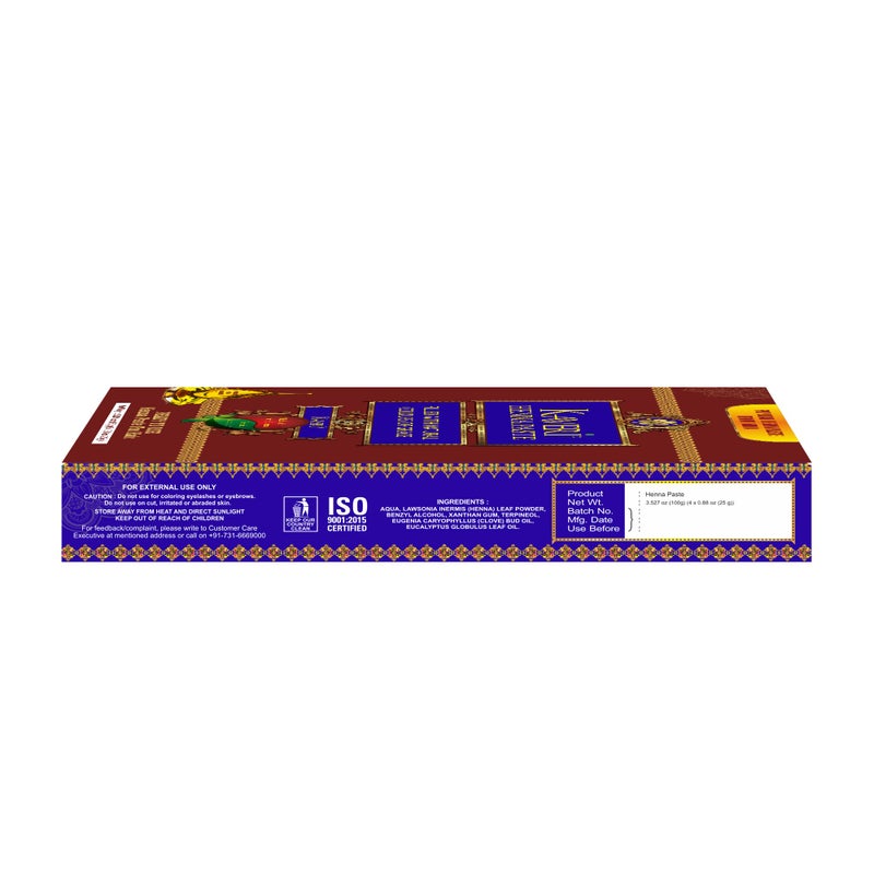 Kaveri 4 Pack Ready To Use Henna Paste Hair Dye Natural Dark Brown Red Henna Cone Tubes Color For Women Perfect For With Nilgiri Oil For Bridal Dulhan Wedding Occasion - Pack Of 4 - Image 2