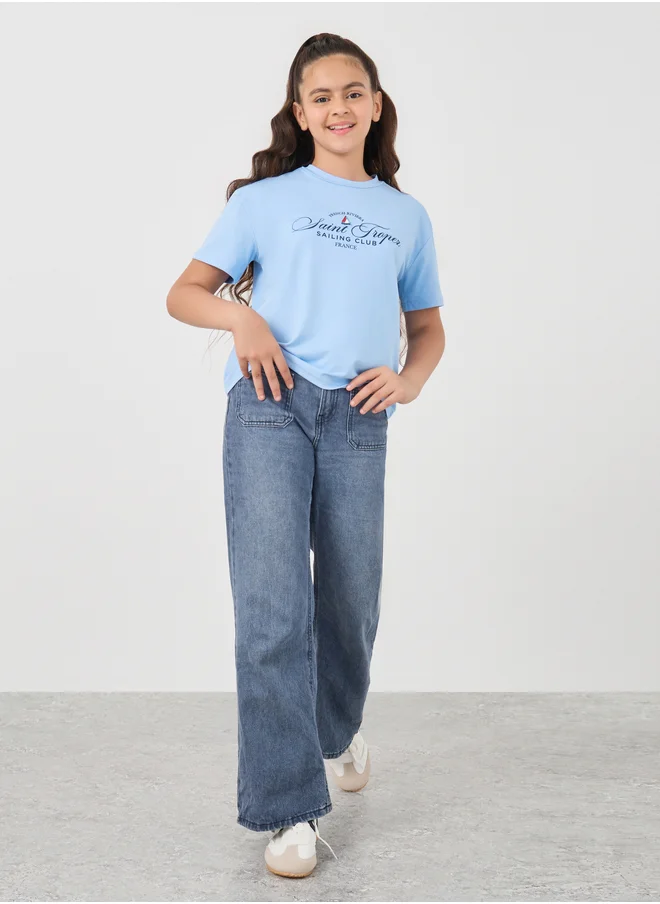 Styli Styli Slogan Print Round Neck T-Shirt