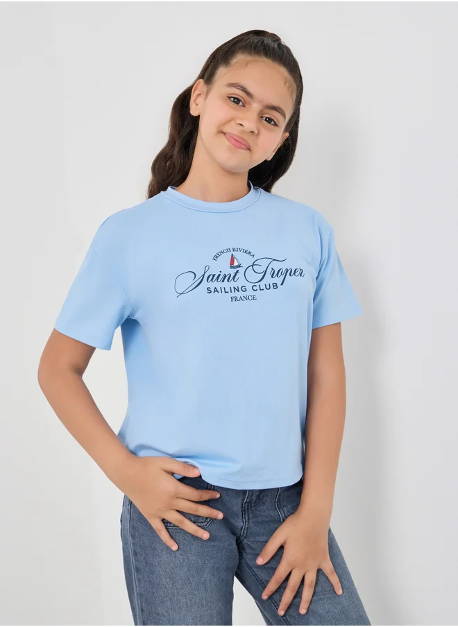 Styli Styli Slogan Print Round Neck T-Shirt