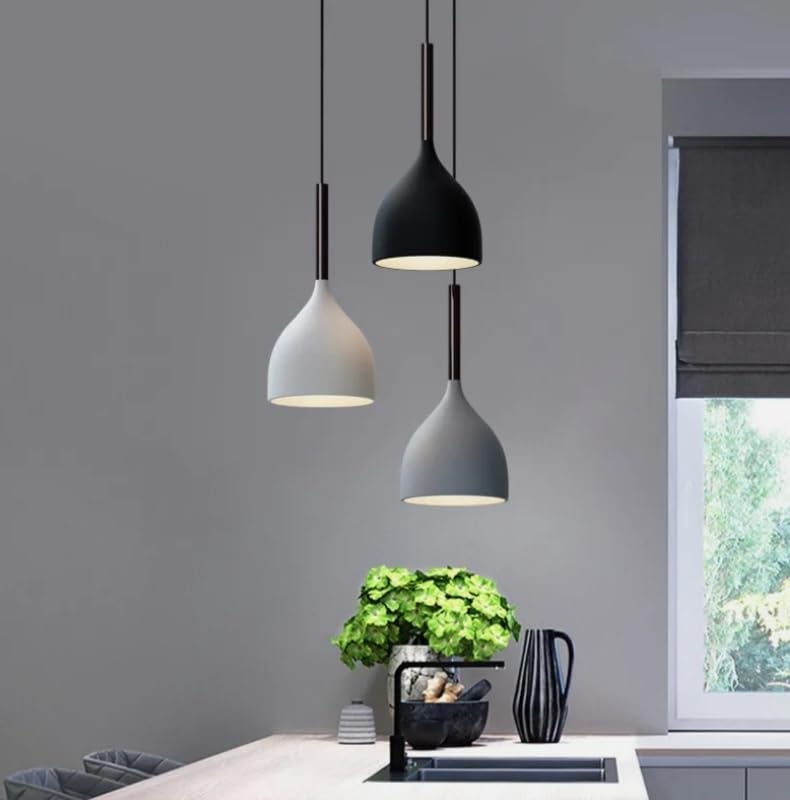 LEGEEN 3-Light Round Cluster 12W Hanging Pendant Celing Chandelier Decorative Diwali Light Lamp for-Bedroom Living Room Cafe Hotel Resturent Indoor Lighting Lamp Colour Grey, White, Black - Image 3