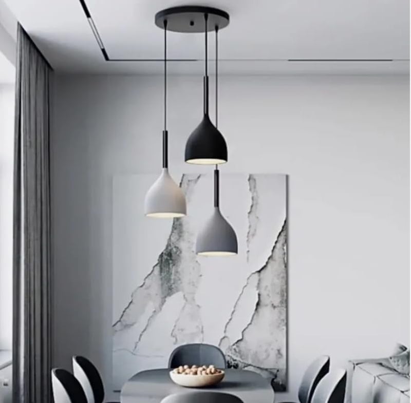LEGEEN 3-Light Round Cluster 12W Hanging Pendant Celing Chandelier Decorative Diwali Light Lamp for-Bedroom Living Room Cafe Hotel Resturent Indoor Lighting Lamp Colour Grey, White, Black - Image 2