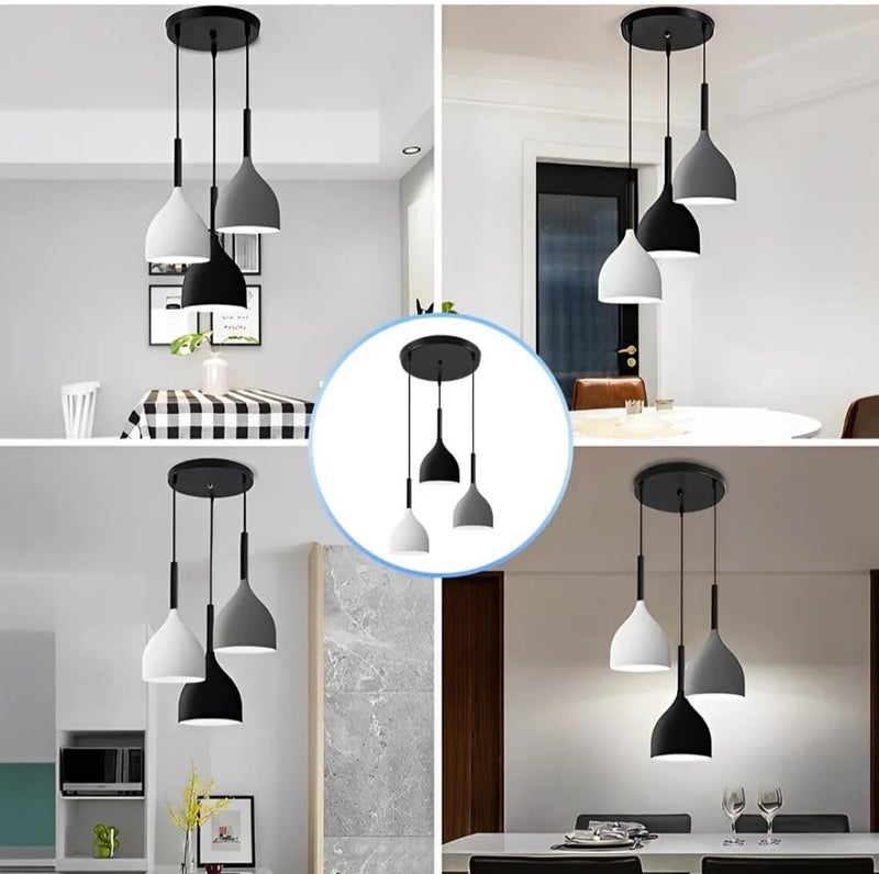 LEGEEN 3-Light Round Cluster 12W Hanging Pendant Celing Chandelier Decorative Diwali Light Lamp for-Bedroom Living Room Cafe Hotel Resturent Indoor Lighting Lamp Colour Grey, White, Black - Image 4