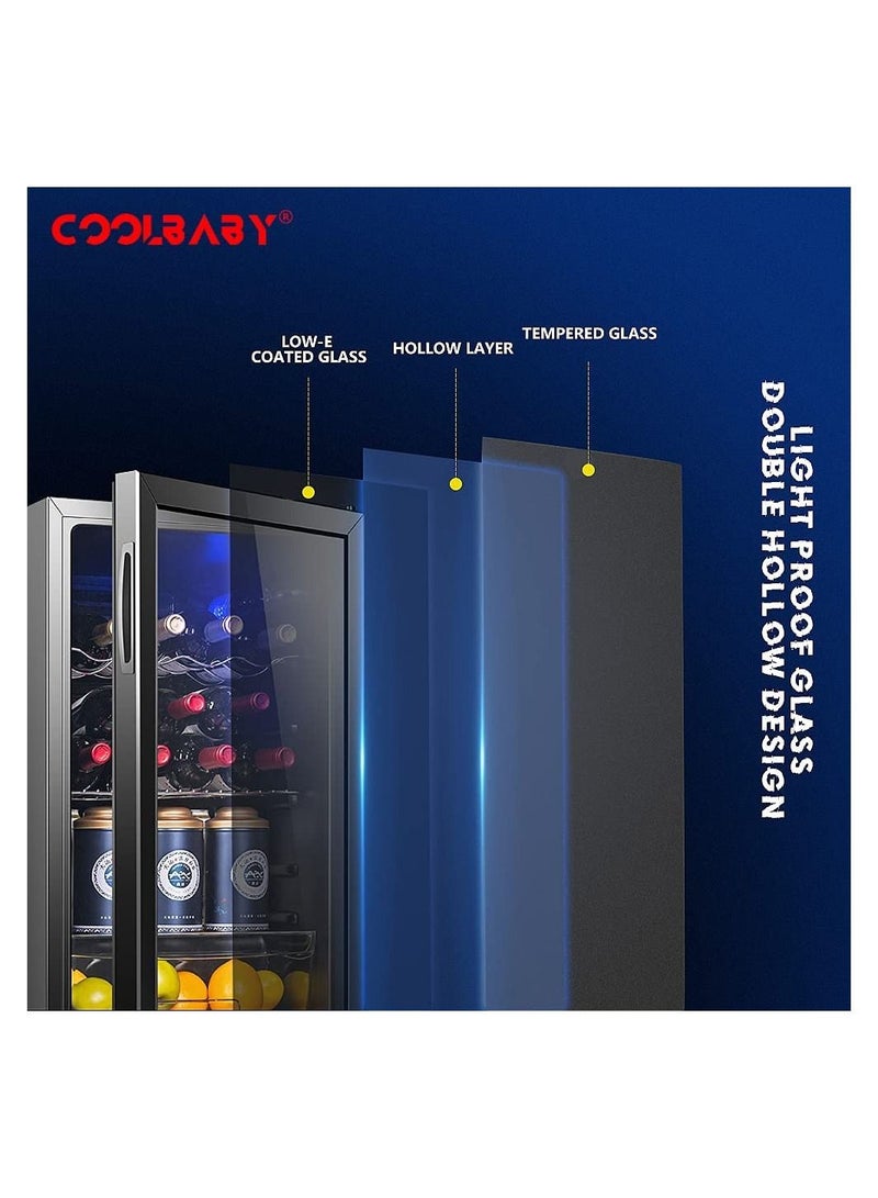 Cool Baby COOLBABY 95L Big Capacity  Cooler Refrigerator Skincare Fridge Red Cabinet Transparent Glass Door Cellar Small Fridge for Room - Image 2