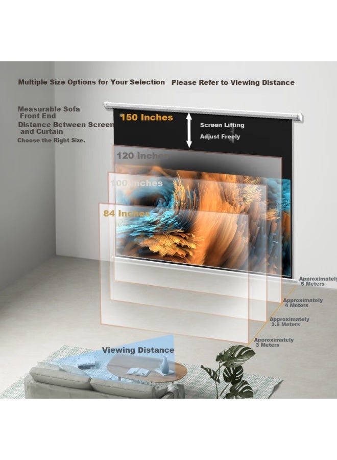 Deli (deli) 100-inch 16:10 (compatible With 16:9) Remote Control Electric Projection Screen Projection Cloth Compatible With Nut Proyomi Projector Screen 50442 - Image 3