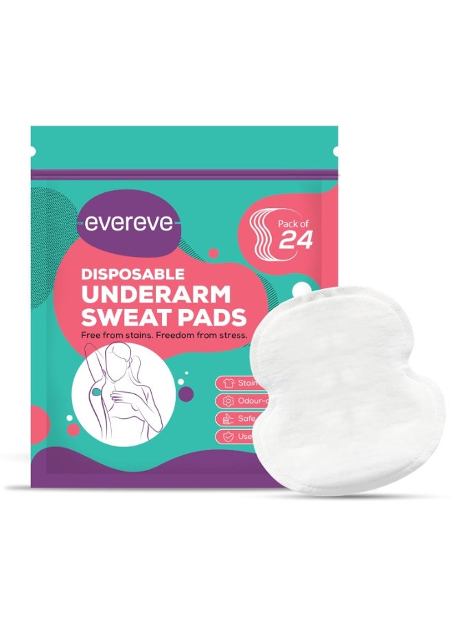 عشية أي وقت مضى وسادات العرق تحت الإبط للاستعمال مرة واحدة، 24 وسادة ماصة للعرق، مقاومة للبقع، مضادة للبكتيريا، تحكم في الرائحة، صديقة للبشرة، آمنة على الأقمشة المطوية - Image 1