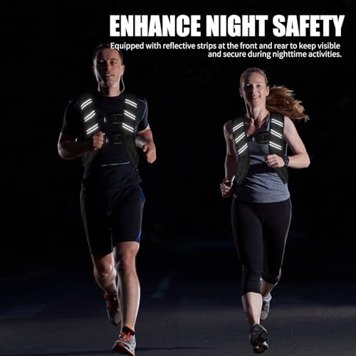 Top tasta Weighted Vest for Women Men, 6lb/8lb/12lb/16lb/20lb/25lb/30lb Adjustable Weight Vest with Reflective Stripes for Workout, Strength Training, Running, Fitness, Muscle Building, Weight Loss, Rucking Vest With Phone Pouch (Black, 8lb) - Image 2