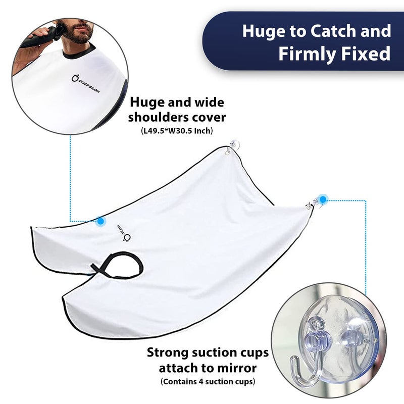 DOEPSILON Beard Bib Beard Apron, Hair-Resistant Beard Bib Hair Catcher, Gifts for Men, Stocking Stuffers, Christmas Gifts Anniversary Birthday Gifts for Him, Shaving Accessories for Men - White - Image 4
