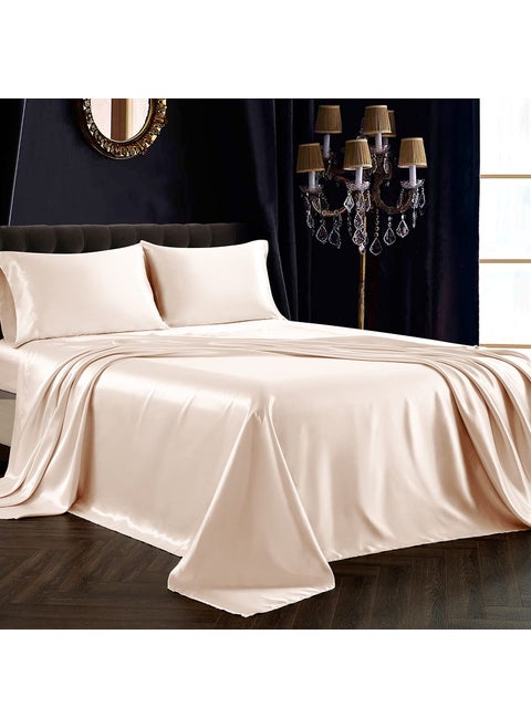 SiinvdaBZX 3Pcs Satin Sheet Set Twin Size Ultra Silky Soft Blush Satin Twin Bed Sheets with Deep Pocket  1 Fitted Sheet  1 Flat Sheet  1 Envelope Closure Pillowcases