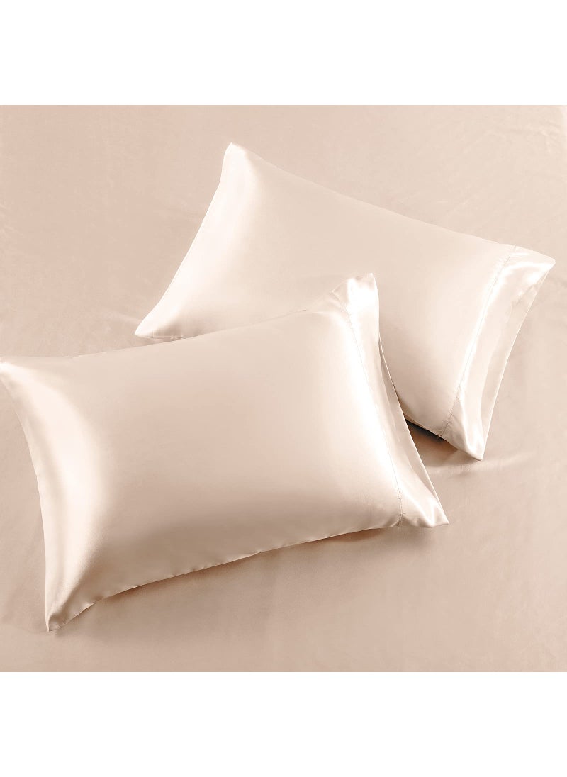 SiinvdaBZX 3Pcs Satin Sheet Set Twin Size Ultra Silky Soft Blush Satin Twin Bed Sheets with Deep Pocket  1 Fitted Sheet  1 Flat Sheet  1 Envelope Closure Pillowcases