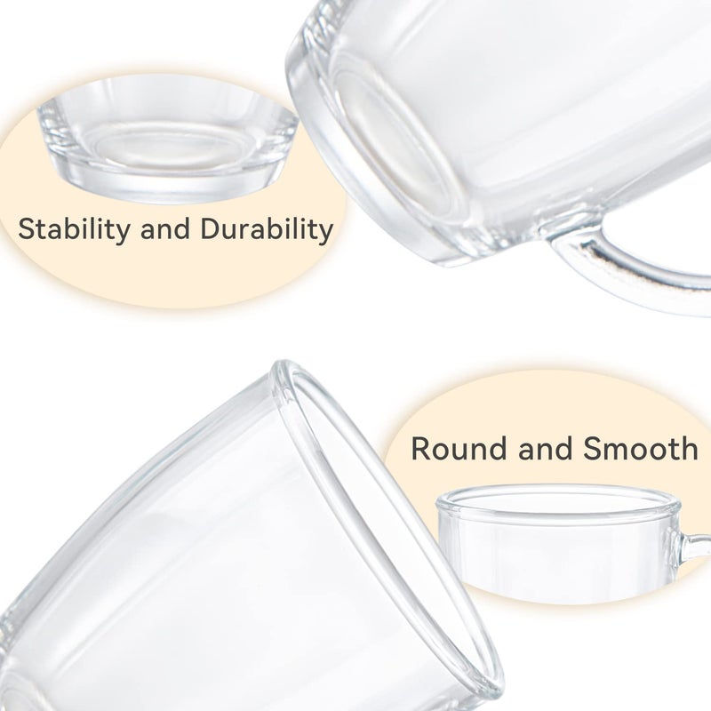 D.M DESIGNÂ·MASTER [6 PACK,12 OZ - Premium Glass Coffee Mugs with Handle. Transparent Tea Glasses for Hot/Cold Beverages, Perfect Design for Americano, Cappuccino, Tea and Beverage. - Image 4