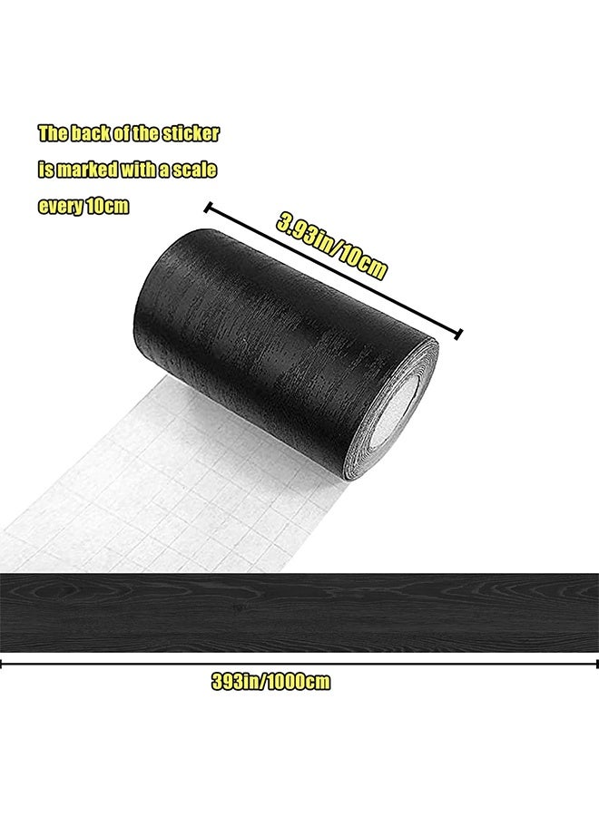 10M Black Wood Grain Removable PVC Waterproof Border Wall Decor Removable Self Adhesive Kitchen Bathroom Tiles Sticker Wallpaper (Black) - Image 4