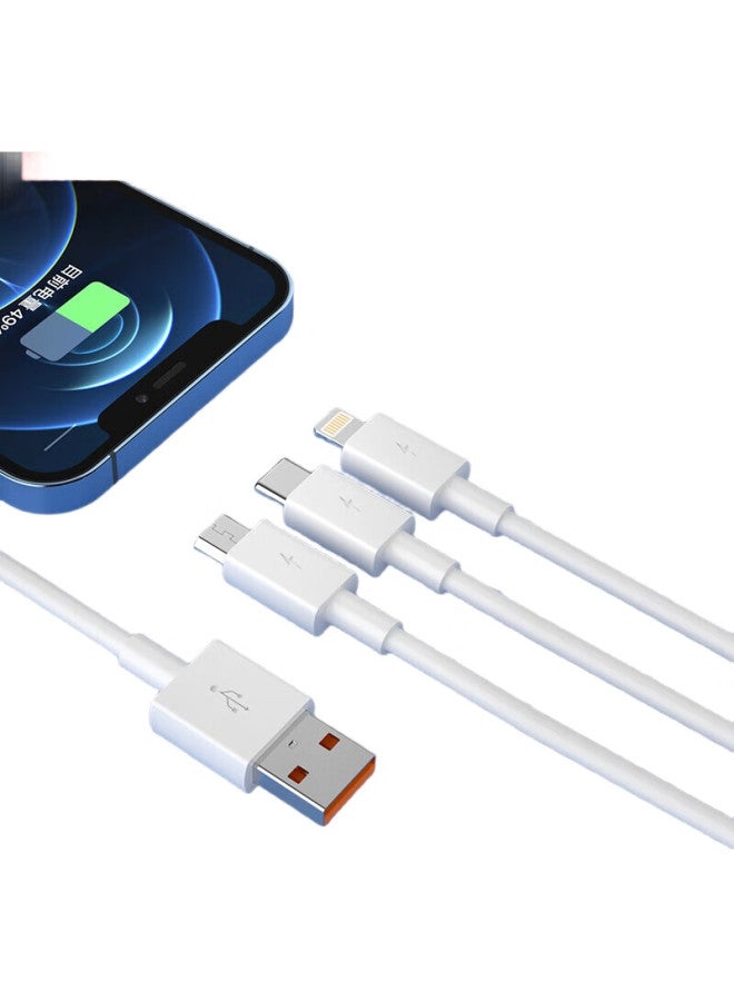 Newmine 66W Fast Charging Data Cable, 6A Three-In Apple Type-C, Car Charger, Multi-Head Charging Cord, Usb-C Compatible With Iphone 14/13/12, Xiaomi, Huawei - Image 1