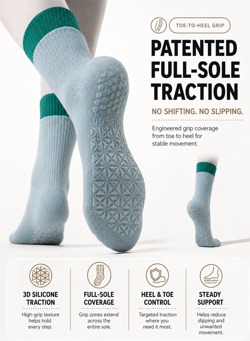 Chillspace 4 Pairs Grip Pilates Socks Yoga Socks for Women, Non Slip Grippy Socks with Silicone Grips for Barre Ballet Dance, Comfortable Slipper Socks for Home Hospital Workout, Ideal for Exercise Fitness Relaxation - Image 3