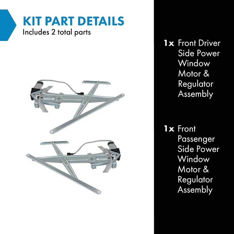 TRQ Front Power Power Window Regulator & Motor Assembly Set Compatible with 2004-2012 Chevrolet Colorado GMC Canyon 2006 Isuzu i-280 2007-2008 i-290 i-350 i-370 - Image 2
