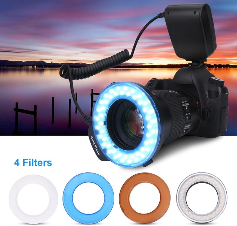 EVTSCAN Circle Flash Light, Portable LED Circle Flash Battery Operated Fill Light with Color Filter Adapter Photography,Compatible with Multiple Camera Sizes - Image 4