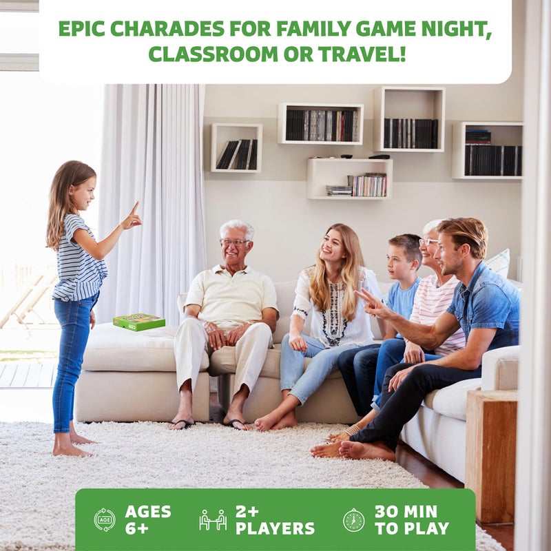 Clever Fox Play Epic Charades Game for Kids Ages 6+ â€“ 200 Act Out & Explain Cards with Illustrations & Timer â€“ Fun Educational Games for Kids 8-12 for Family, Party, Classroom & Travel - Image 2
