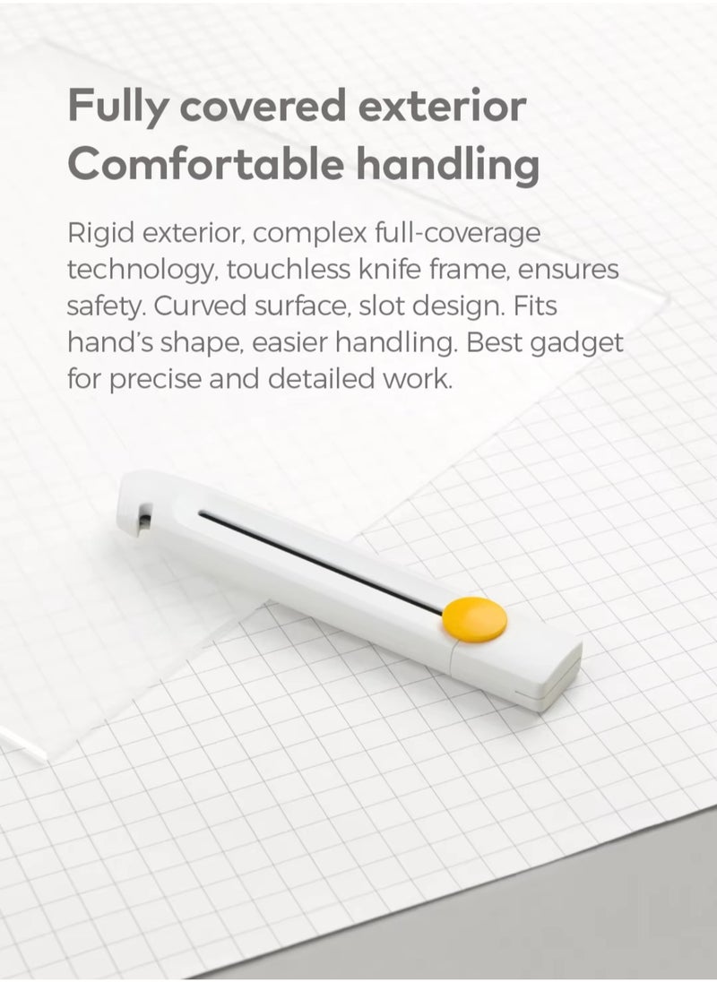 HOTO Utility-cutter– HOTO Ergonomic Design, 18mm Anti-Rust , Self-Locking Mechanism, Metal Guide Rails, Cutting Groove – Gray – QWMGD001  - Image 3