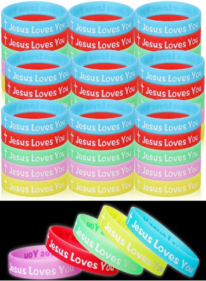 Seematn 50 Pcs VBS 2026 Jesus Loves You Bracelets, Glow in the Dark Bible Verse Silicone Wristbands for Kids Teens Adults, Inspirational Christian Faith Gifts for Sunday School Church Outreach - Image 1