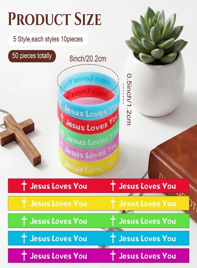 Seematn 50 Pcs VBS 2026 Jesus Loves You Bracelets, Glow in the Dark Bible Verse Silicone Wristbands for Kids Teens Adults, Inspirational Christian Faith Gifts for Sunday School Church Outreach - Image 2