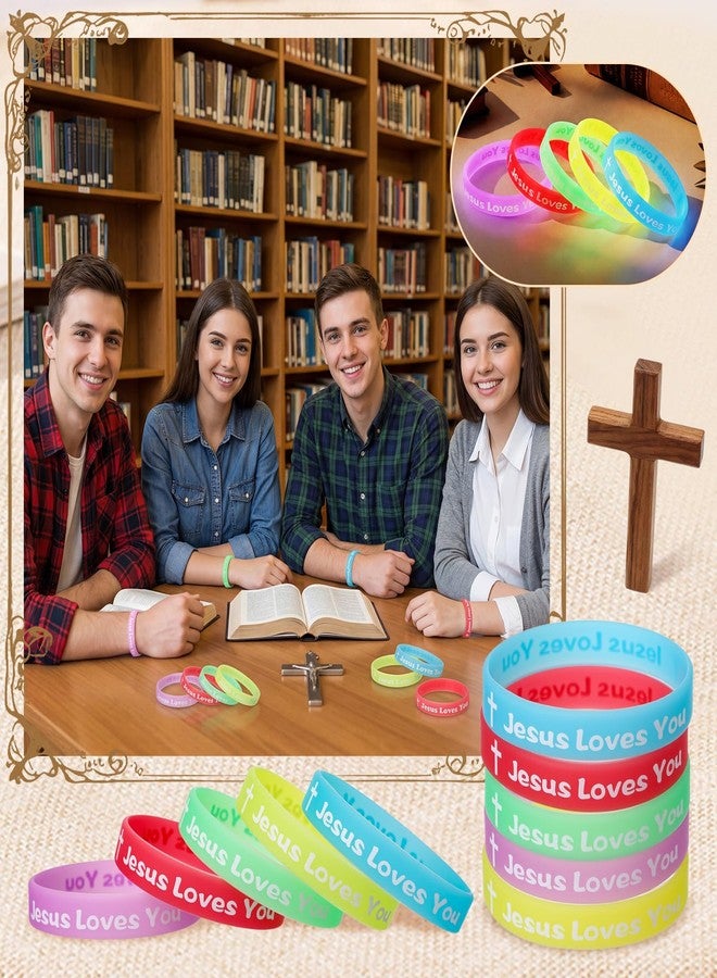 Seematn 50 Pcs VBS 2026 Jesus Loves You Bracelets, Glow in the Dark Bible Verse Silicone Wristbands for Kids Teens Adults, Inspirational Christian Faith Gifts for Sunday School Church Outreach - Image 5