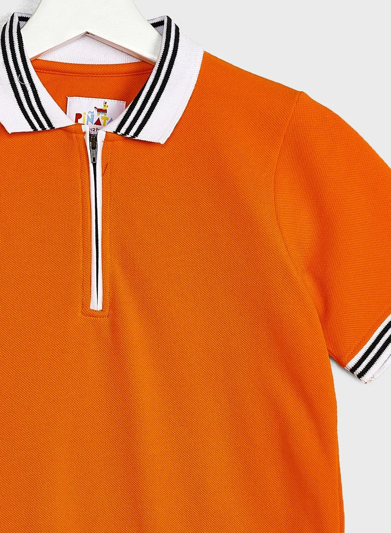 Pinata Soild Zipper Closure Polo