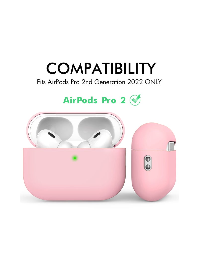 Excefore AirPods Pro 2 Case Cover 2022, Premium Silicone Case Cover with Lanyard Fully Protective with Front LED Visible (Pink) - Image 2