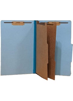 The File King Pressboard Classification Pale Blue Partition File Folder | Legal Size Box Of 10 | Two Dividers | Six 2” Durable Fastener Prongs | 2/5 Cut Top Tab | 2” Expansion  - Image 1