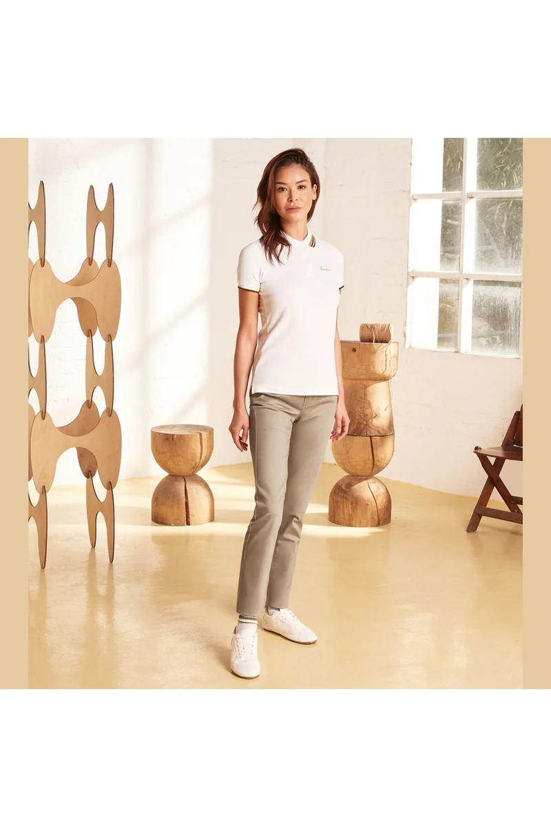 جيوردانو قميص بولو قطني أبيض نسائي