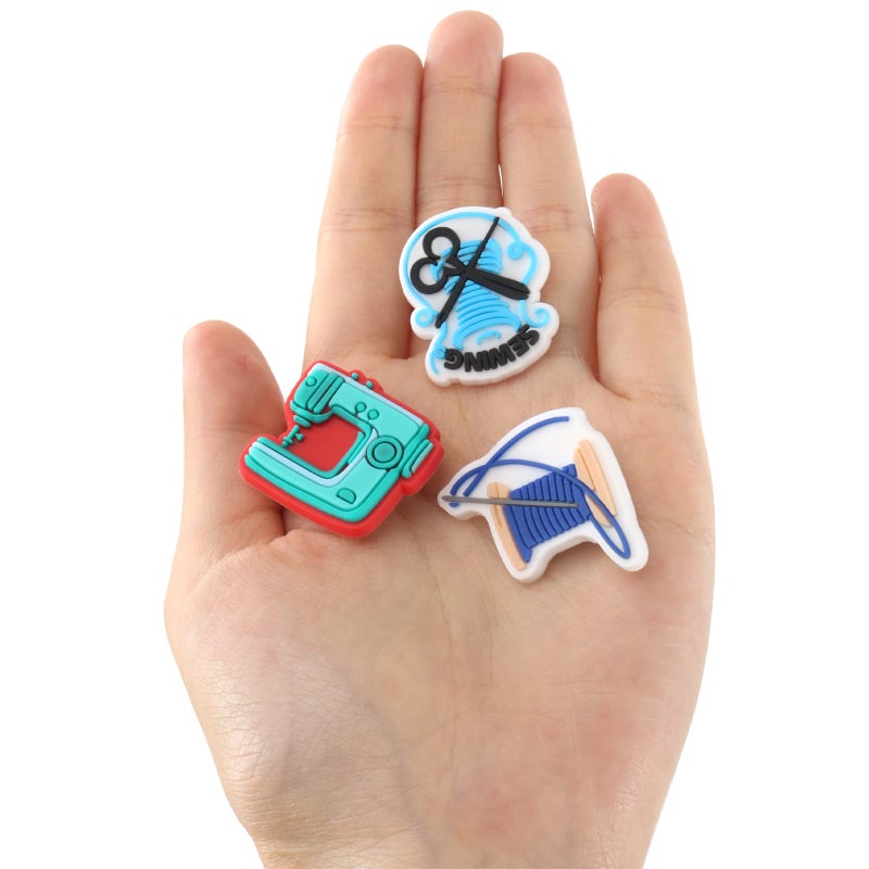 mortd 10 PCS Sewing Tailor Shoe Decoration Charms, Sewing Machine Needle Thread Charms for Shoe Wristband Decor, PVC Shoe Charm Accessories for Party Favors Birthday Gifts - Image 2