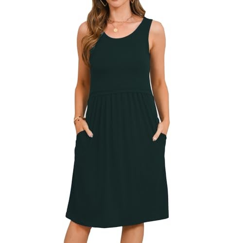 Bearsland Womens Sleeveless Maternity Dress Empire Waist Nursing Breastfeeding Dress Summer,Green, Medium - Image 2