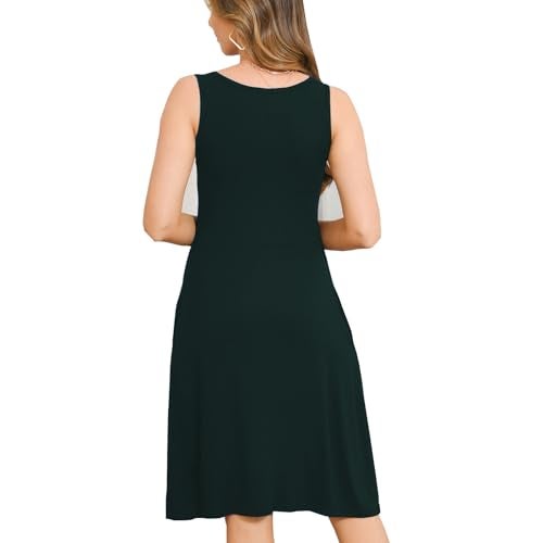 Bearsland Womens Sleeveless Maternity Dress Empire Waist Nursing Breastfeeding Dress Summer,Green, Medium - Image 5