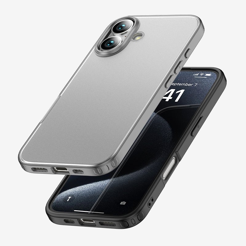 HuHa Protective Cover For iPhone 16 Armor Clear TPU Hard PC Phone Case(Matte Black) - Image 2