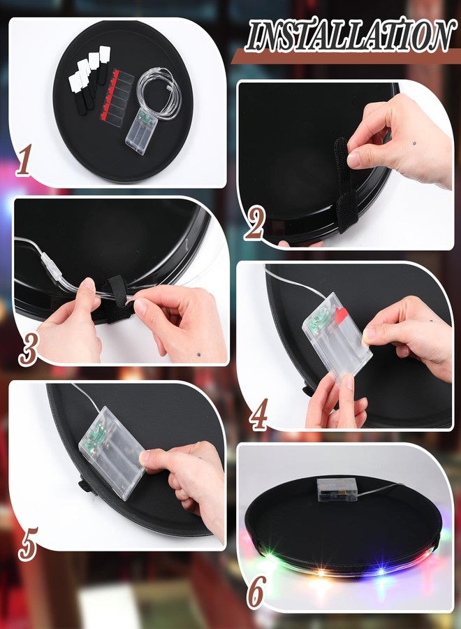 Tiangrid 2 Pcs 14 Inch LED Light up Serving Tray No Slip Multicolor Flashing Black Plastic Round Bar Serving Tray for Restaurants Bars Clubs Cocktail Night Party - Image 3