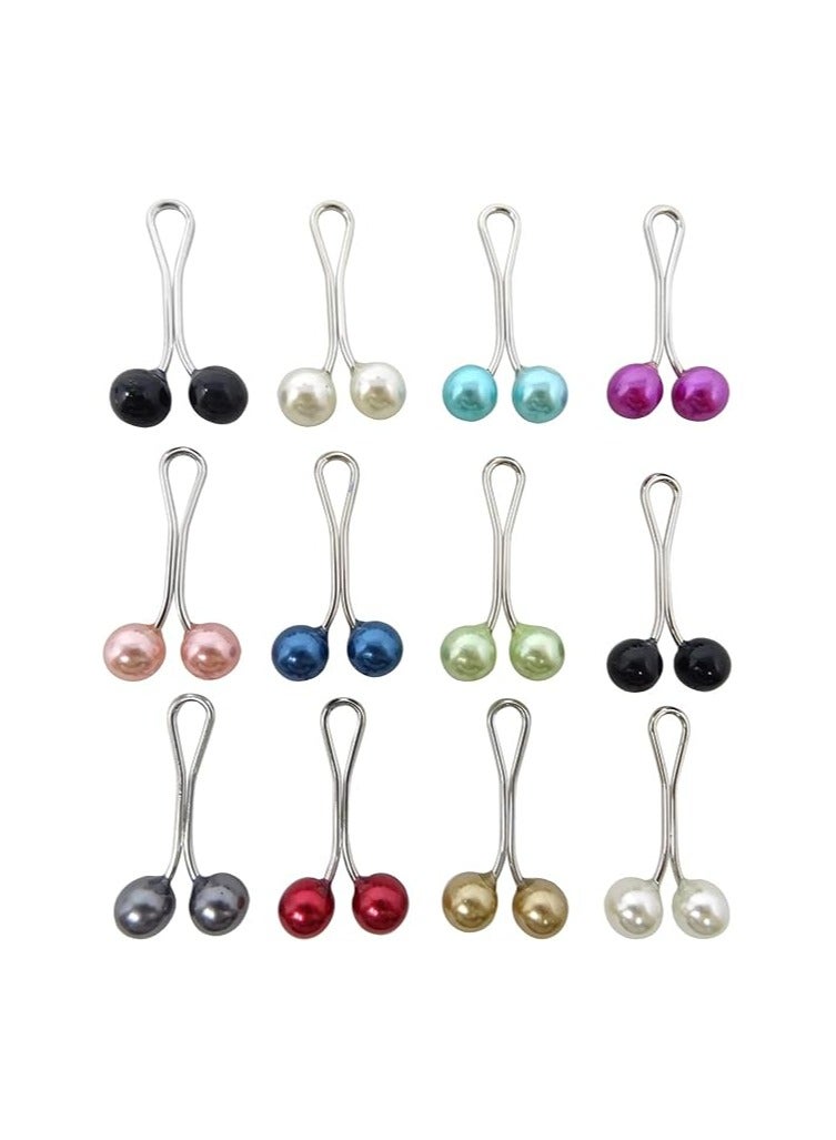Sky Shine 12PCS Premium Hijab Pins – Crystal & Pearl Brooch Pins for Scarves, Headscarves, Shawls, Wedding Dresses & Abayas – Decorative Safety Clips - Image 1