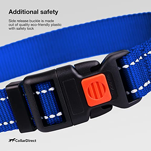 CollarDirect Reflective Dog Collar for a Small, Medium, Large Dog or Puppy with a Quick Release Buckle - Boy and Girl - Nylon Suitable for Swimming (10-13 Inch, Blue) - Image 5