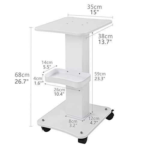 Meifuly Beauty Trolley Cart with Wheels, 3 Tier Aluminum Beauty Rolling Cart, Hair Salon, Spa Salon, Vacuum Therapy Machine Trolley, Load 135lbs, 26.7 x 13.8 x 15 inch - Image 4