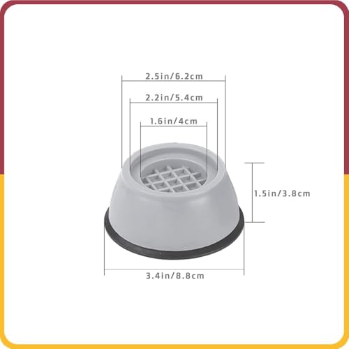 Amiraj Washer Dryer Anti Vibration Pads, Refrigerator Stand, Washing Machine Stand, Fridge Stand & Furniture Base Stand (Pack of 4) (Round Grey) - Image 3